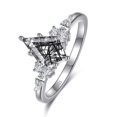 thumbnail image 2 of VAKKI Black Rutilated Quartz Rings for Women - Kite Cut Engagement Rings 925 Sterling Silver Ring for Women Size 5-9, 2 of 5