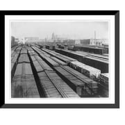 Historic Framed Print, A 1917 World War railroad yard scene, 17-7/8" x 21-7/8"