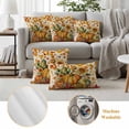 thumbnail image 6 of Thanksgiving Outdoor Waterproof Pillow Covers, Vintage Pumpkin Autumn Sunflower Maple Leaf Decorative Square Throw Pillowcase Sofa Cushion Sham for Patio/Couch/Chair, 18"x18" 2 Pack, 6 of 8