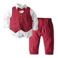 thumbnail image 3 of Esaierr 4 Pieces Newborn Baby Suits Slim Fit Gentleman Outfits Shirt Striped Vest Pants with Bow Tie Sets Fall Winter Formal Dresswear for Boys 3 Months-5 Years, 3 of 9