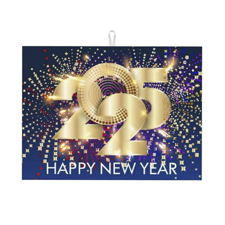 

Fuzoiu 2025 New Year 1 Print Absorbent Reversible Microfiber Dish Drying Mat for Kitchen Dish Drying Pad for Dishes Utensils Pots and Pans Extra Large 18 Inch x 24 Inch