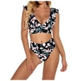 thumbnail image 2 of WREESH Women'S Ruffle Split Swimsuit Printed Bikini, 2 of 9