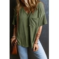 thumbnail image 4 of Plusashion Green V-Neck Pocket Tee: Comfortable, Casual, All-Day Wear!, 4 of 8
