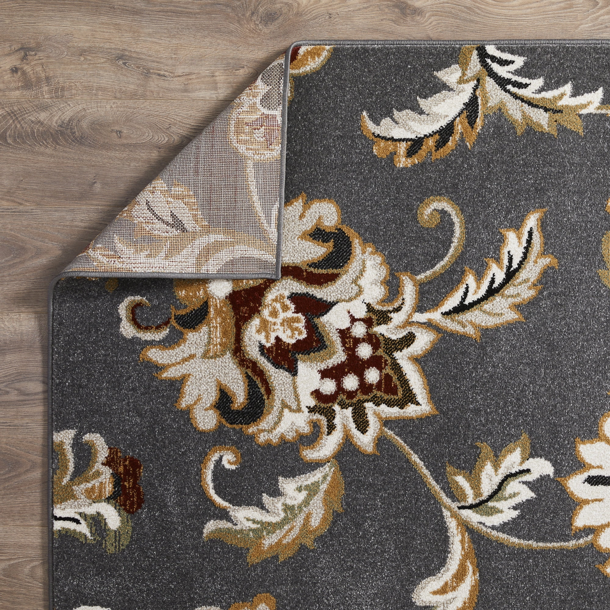 Loomaknoti Ohanzah Ostorn 5' x 7' Gray Floral Indoor Area Rug
