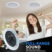 Home Theater System Kit – 2 Channel 600 Watts Bluetooth Amplifier w/ 2 QTY of 5.25 Framed Ceiling Speakers 175W Each, 50 ft Speaker Wire & Remote Ideal for Home, Office, Restaurant by Technical Pro
