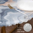 thumbnail image 4 of Marble Texture Round Fitted Table Cover Elegant Blue Gray Tone Water Effect Waterproof Table Cloth with Elastic Edge Wipeable Tablecloth for Picnic Camping Party Fits 55"-60" Diameter, 4 of 8