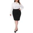 thumbnail image 2 of Agnes Orinda Women's Plus Size Pencil Skirt High Waist Stretchy Side Slit Bodycon Business Work Midi Skirts with Back Zipper 1X Black, 2 of 6