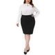 thumbnail image 2 of Falda lápiz de talla grande para mujer Agnes Orinda, de cintura alta, elástica, con abertura lateral, ajustada, para negocios, falda midi con cremallera trasera 3X negra, 2 of 6