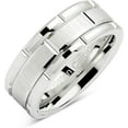 thumbnail image 1 of FILLMOR Tungsten Rings for Men Wedding Band White Gold Brick Pattern Rhodium Plated Sizes 8-16, 1 of 6