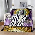 thumbnail image 3 of Horror movie B-Beetlejuice blankets Flannel Warm blanket Soft and comfortable blanket Travel Blanket bed linings Birthday Gift, 3 of 5