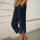 thumbnail image 1 of WILLBEST Pantalones Casuales de Lino Ligeros Para Mujer, Capri de Verano Para Mujer, Pantalones Cortos de Playa de Pierna Recta Con Bolsillos, Hasta La Rodilla, Estilo Exterior, Cómodos y Elegantes., 1 of 3