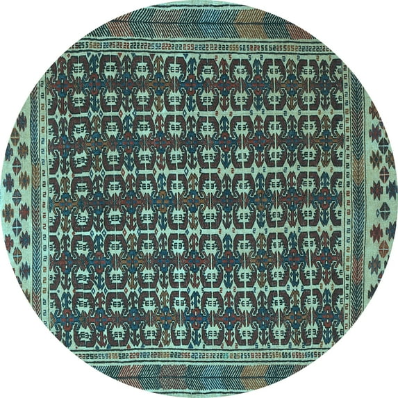 Ahgly Company Indoor Round Southwestern Light Blue Country Area Rugs, 6' Round