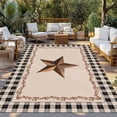 thumbnail image 2 of Western Texas Star Retro Outdoor Rug for Patio/Deck/Porch, Non-Slip Large Area Rug 4 x 6 Ft, Rustic Vintage Berry Black Beige Plaid Indoor Outdoor Rugs Washable Area Rugs, Camping Rug Carpet Runner, 2 of 8
