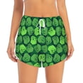 thumbnail image 2 of Lsque green Skull Printed Women's Running Shorts with Liner Pockets,Elastic Quick Dry Workout Athletic Gym Yoga Shorts,Womens High Waist Shorts-Medium, 2 of 7