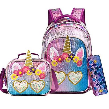 Girls 3 In 1 Backpack With Lunch Box Primary School Bag Set School ...