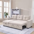 thumbnail image 4 of Moootto 91.7" Pull-Out Modern Fabric Sleeper Sectional with Chaise in Beige, 4 of 6