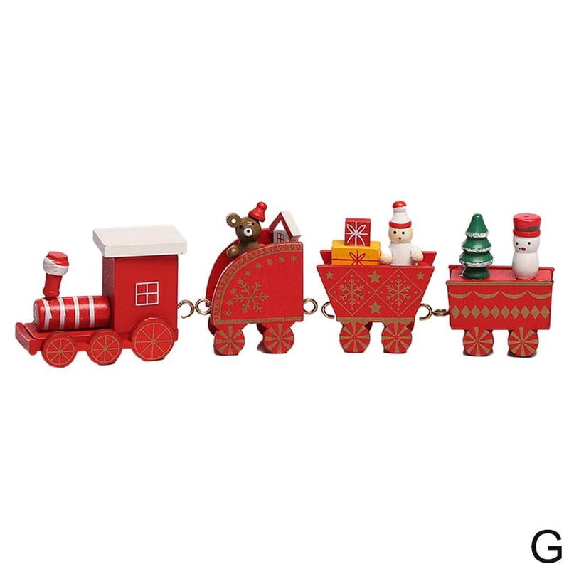 Christmas Wooden Train Santa Claus Xmas Festival Ornament Home Decor Kids Gifts 