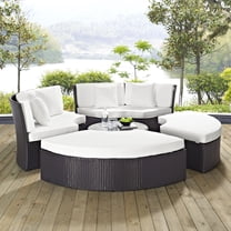 Modway Convene Circular Outdoor Patio Daybed Set in Espresso White