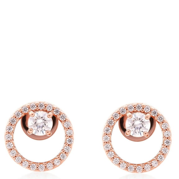 Swarovski Constella Pierced Earrings Stud Cz Rose Gold Shiny White