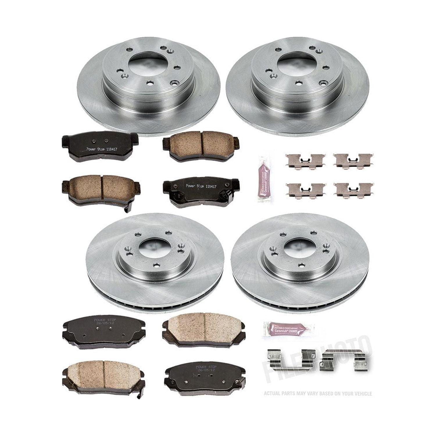 Power Stop Front and Rear Stock Replacement Brake Pad and Rotor Kit KOE4443