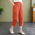 thumbnail image 2 of Outfmvch Flowy Pants Plus Size Elastic Waist Trousers Straight Wide Leg Straight Wide Leg Boho Pants for Women 2026 Paper Bag Pants Loose Flowy Pants Yoga Capris with Pockets Orange M-3XL, 2 of 7