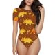 thumbnail image 1 of Balery Dinosaurs and Leaves Body de cuello redondo de manga corta para mujer Tops de manga corta Tops básicos-Medium, 1 of 7