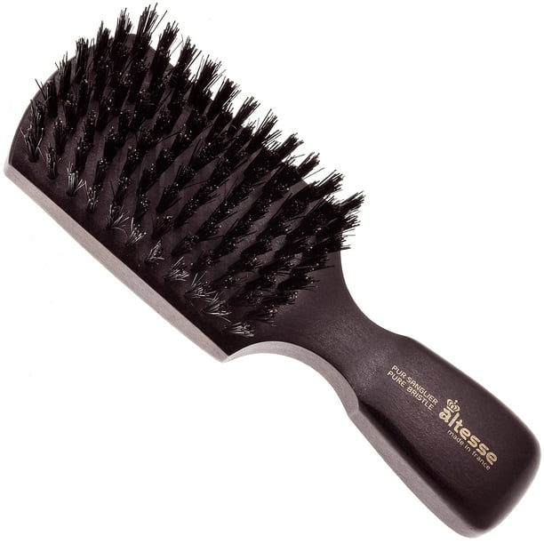 Altesse 1318P Cepillo de pelo de cerdas de jabalí para hombres Kit de cuidado de barba y bigote Cepillo de ondas duras de madera de haya oscura para hombres con 8 filas de cepillo de pelo de cerdas 10