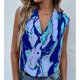 thumbnail image 5 of Camisa sin mangas para mujer, cuello en V, estampado con botones, cierre holgado, camiseta sin mangas informal de verano, 5 of 6