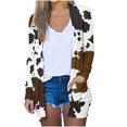 thumbnail image 2 of Usmixi Womens Cardigan Loose Comfy Breathable Fall Fashion Open Front Ladies Cardigan Outerwear Tops with Pocket Winter Trendy Cow Print Long Sleeve Blouses Coats Clearance Clothes, 2 of 6