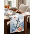 thumbnail image 4 of Ocean Anchors Table Runner, Orange Blue Summer Sea Corals Shells Starfish Cotton Linen Kitchen Table Decoration Washable Dining Tabletop Runners for Home Party Decor 16x72 Inches, 4 of 9