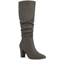 thumbnail image 1 of Unique Bargains Women's Slouchy Pointed Toe Chunky Heel Knee High Boots Grey (Size 9.5), 1 of 7