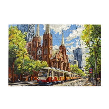 1000 PCS City Scenery Jigsaw Puzzles 1000 Pieces Creative Activity Hobbies For Adults Challenging Brain Exercise Charm City Scenery Wooden Puzzle 1000 Piece Gift Suitable Family Friends Fun Puzzles