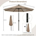 thumbnail image 3 of Gymax 10 FT Solar Patio Umbrella w/96 Multi-colored LED Lights & 9 Modes Vented Top Coffee, 3 of 10