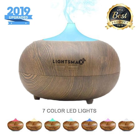 LIGHTSMAX Essential Oil Diffuser, 300ml Ultrasonic Cool Mist Humidifier Portable Aroma Diffuser, 7 Color LED Lights and Waterless Auto Shut-Off for Home Office Bedroom (Light (Best Aroma Diffuser Uk)