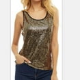 thumbnail image 2 of Sequin Tops for Women Summer Casual Sleeveless Round Neck Tank Tops Solid Color Loose Fit Shiny T Shirts Ladies Sparkly Glitter Blouses Party Club Cocktail Vest Shirt, 2 of 6