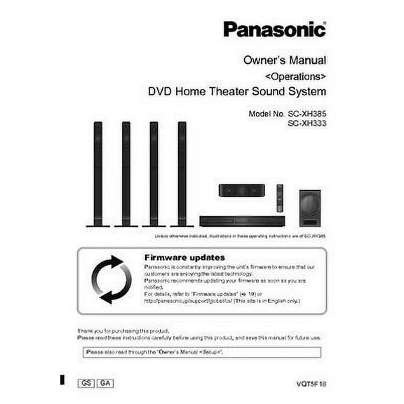 Panasonic SA-XH333 SA-XH385 Home Theater System Owners Instruction Manual REPRINT