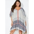 thumbnail image 4 of Swimsuits For All Women's Plus Size Kelsea Cover Up Tunic 14/16 Blue Aztec Stripe, 4 of 4