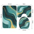 thumbnail image 3 of Teal Gold Marble Wave Pattern Bathroom Rugs Sets 3 Piece,Toilet Cover Set,Absorbent Non Slip Bathroom Mats Sets with U-Shaped Contour Rug Toilet Rug Set, 3 of 5