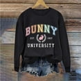 thumbnail image 2 of Bunny Graphic Easter Day Sweatshirt for Women 2024 Letter Print Fleece Long Sleeve Shirt Round Neck Pullover Tops, 2 of 4