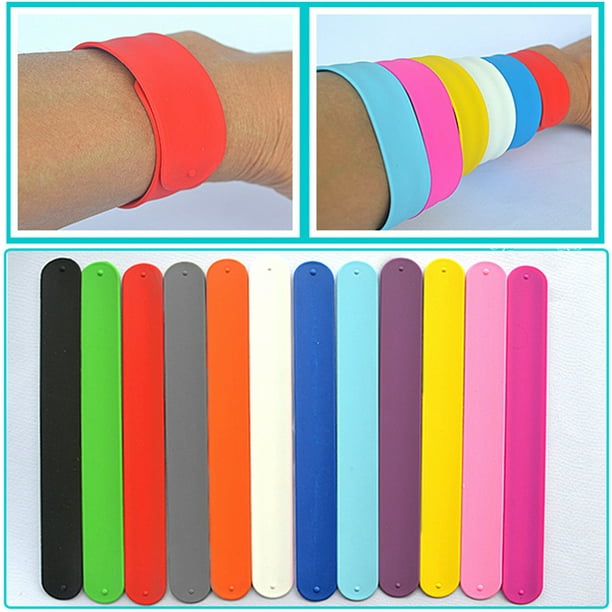 Slap Bracelet Fashion Solid Color Silicone Slap Band Party Favor for Kids  DIY 