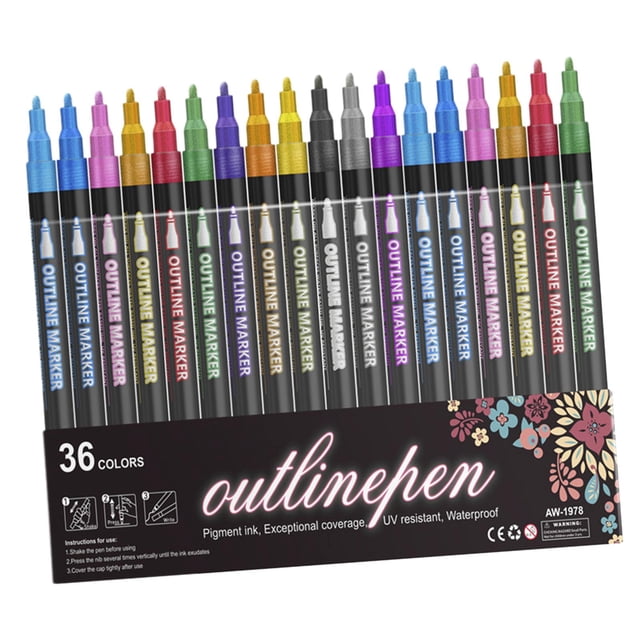 yuksok Double Line Outline Markers Craft Pens for Card Making Scrapbooking Painting 36 Colors