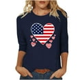 thumbnail image 2 of Weiqiqre Tops for Women Trendy 4Th of July Shirts for Women 3/4 Sleeve Plus Size T Shirt Round Neck Soft Cotton Tops, 2 of 4