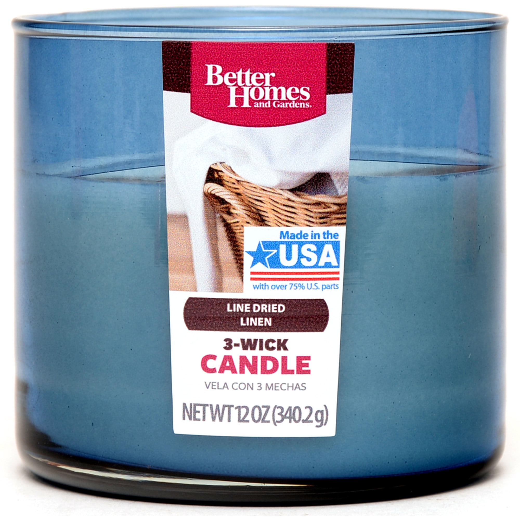 Better Homes and Gardens 3Wick Candle, Line Dried Linen