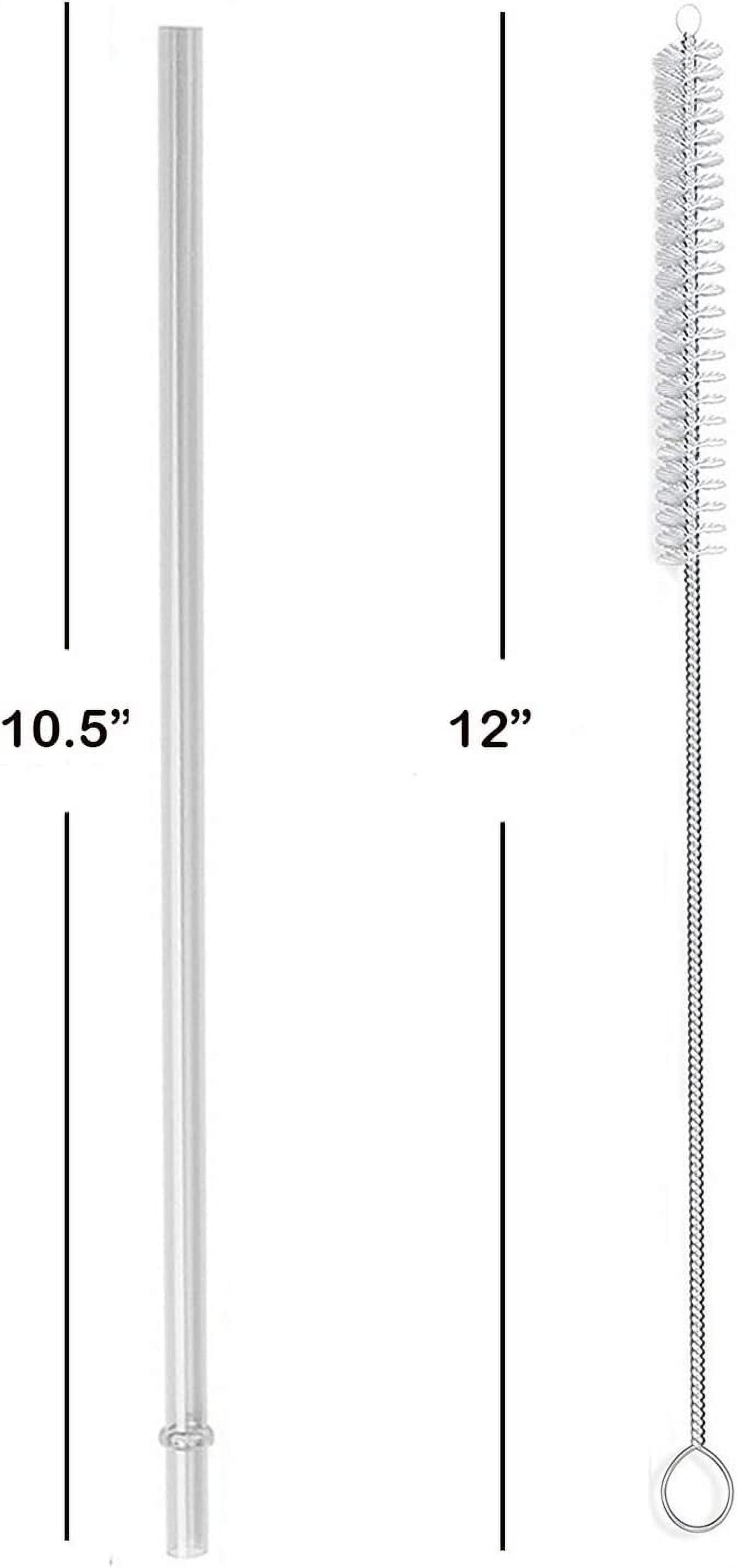 10.5 Inch, Set of 6 Clear Replacement Acrylic Straws and 1 Nylon Straw  Cleaning Brush for 16oz, 20oz, 24oz Tumblers. (Clear, 10.5)