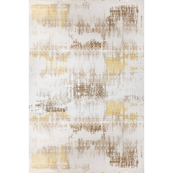 Yellow Abstract Area Rugs for Living Room Washable Rugs Boho Moroccan Area Rug Soft Neutral Geometric Bohemian Carpet Distressed Indoor Rug for Bedroom Dining Room Office Foldable Nonslip Rug