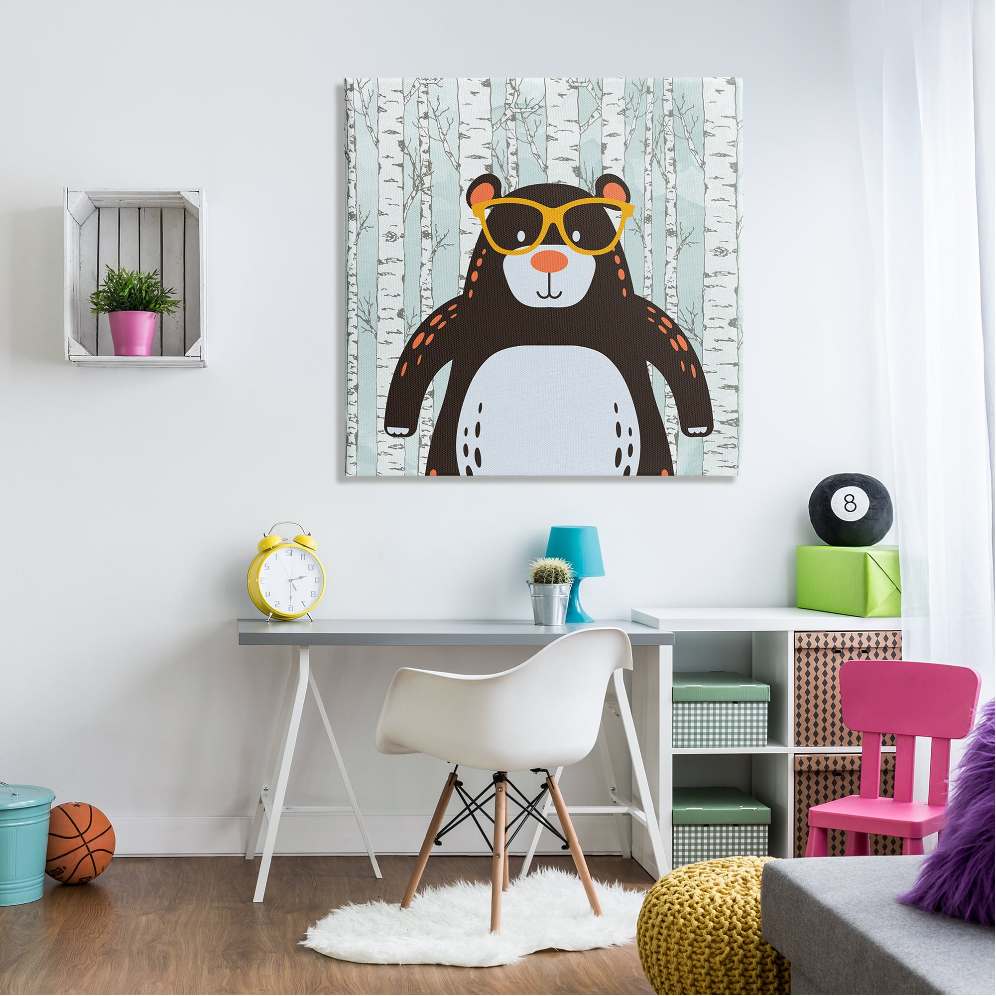 Stupell Industries Bear & Birch Trees Animals & Insects Painting Gallery Wrapped Canvas Art Print Wall Art, 36 x 36