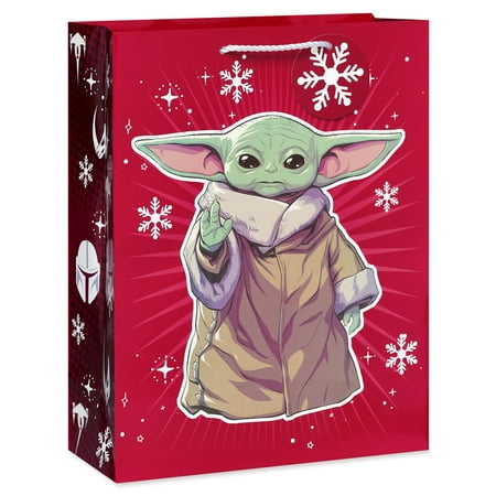 Plus Mark Mandalorian 13" Large Red Christmas Gift Bag, (1-Count)