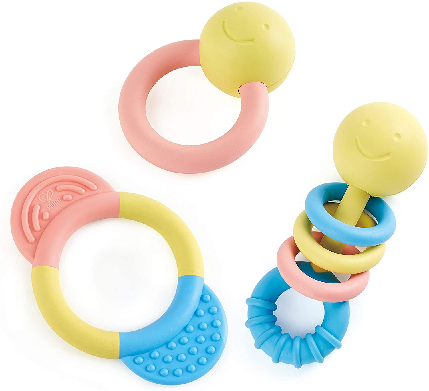 Teething Toy Baby Gift Ring Handbell Rattle Newborn Sensory Wooden Teether Kid C 