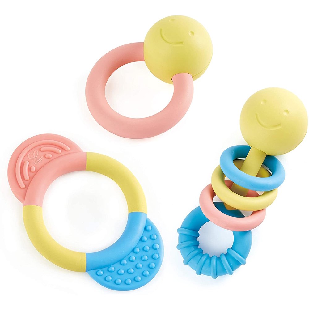 Hape Rattle & Teether Collection 3Piece Rattle & Teething Set for