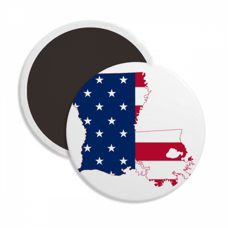 

Louisiana USA Map Stars And Stripes Flag Round Ceracs Fridge Magnet Keepsake Decoration